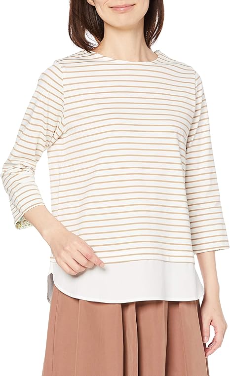 Amazon デコイ ボーダー裾出しプルオーバー レディス レディース Tシャツ カットソー 通販