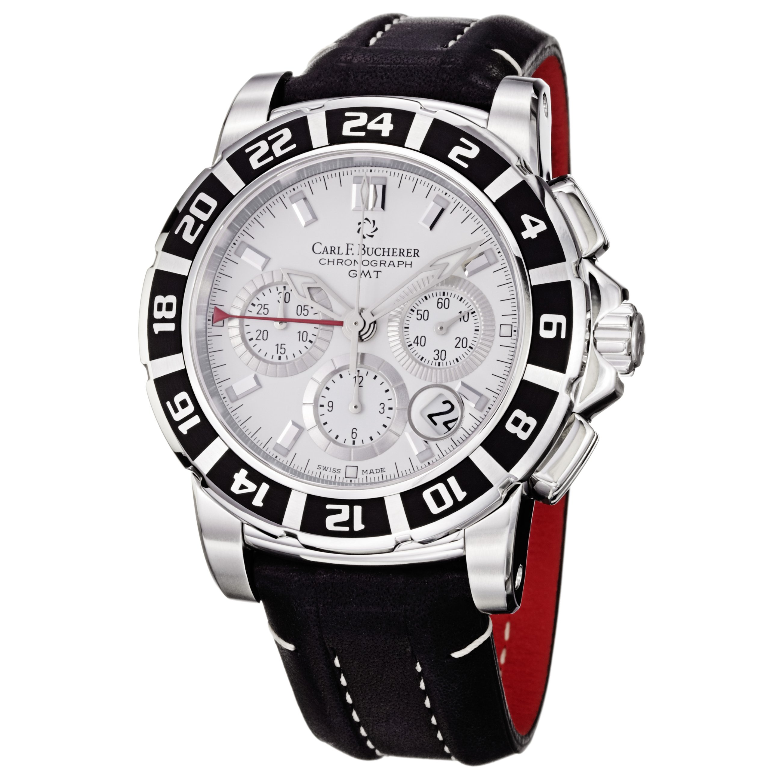 Carl F. Bucherer Men's 0010618132301 Patravi Silver Chronograph Dial Black Strap Watch