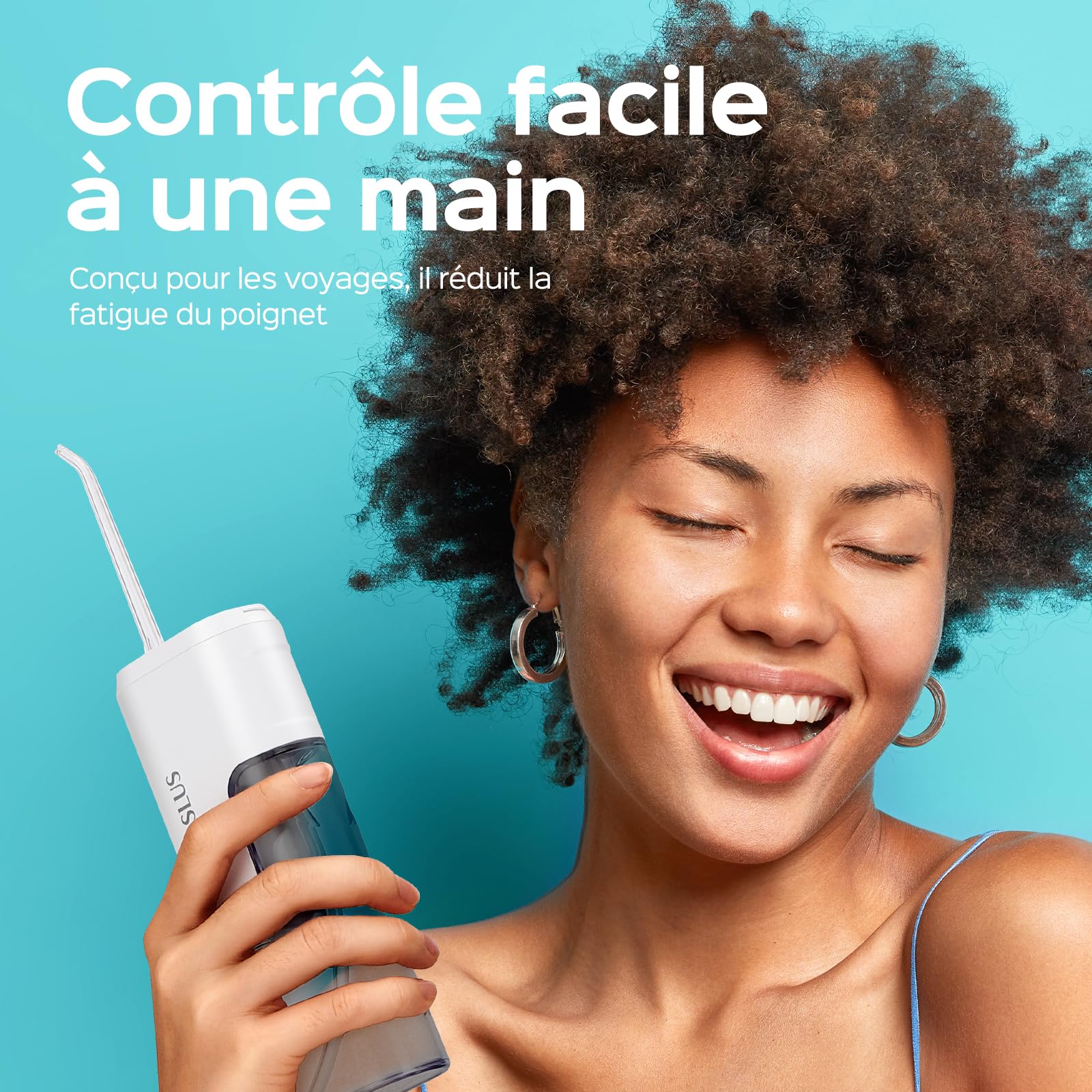 COSLUS Mini Jet Dentaire Hydropulseur Portable: Design Compact et Sans Fil, 4 Modes IPX7, Idéal pour Appareil Dentaire, Orthodontie et Dents Sensitives, Usage Nomade, Gris Blanc, T40