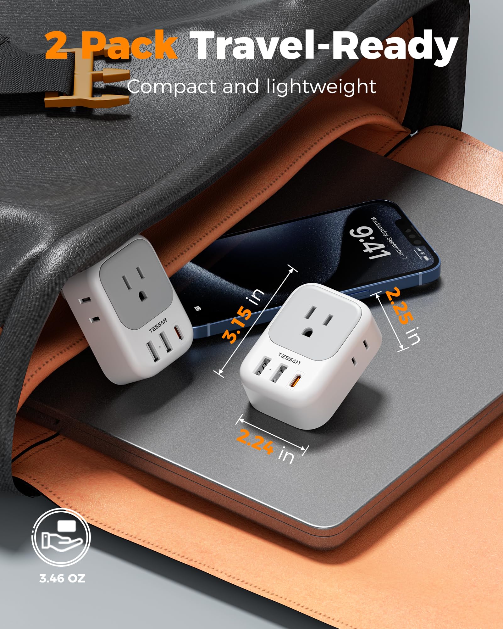 Amazon.com: TESSAN 2 Prong to 3 Prong Outlet Adapter 2 Pack, US to
