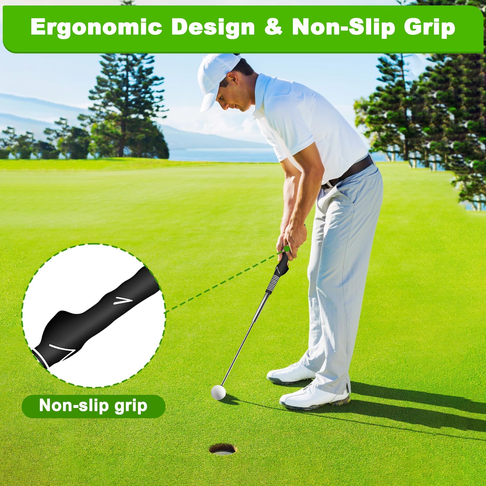 Allenatore Swing Golf Telescopico con Suono Ritmico, Ausilio Allenamento Golfisti Portatile, Allenatori Impugnatura Golf Retrattile, Accessori Formazione Golf Indoor per Battuta Velocità,Forza Pratica