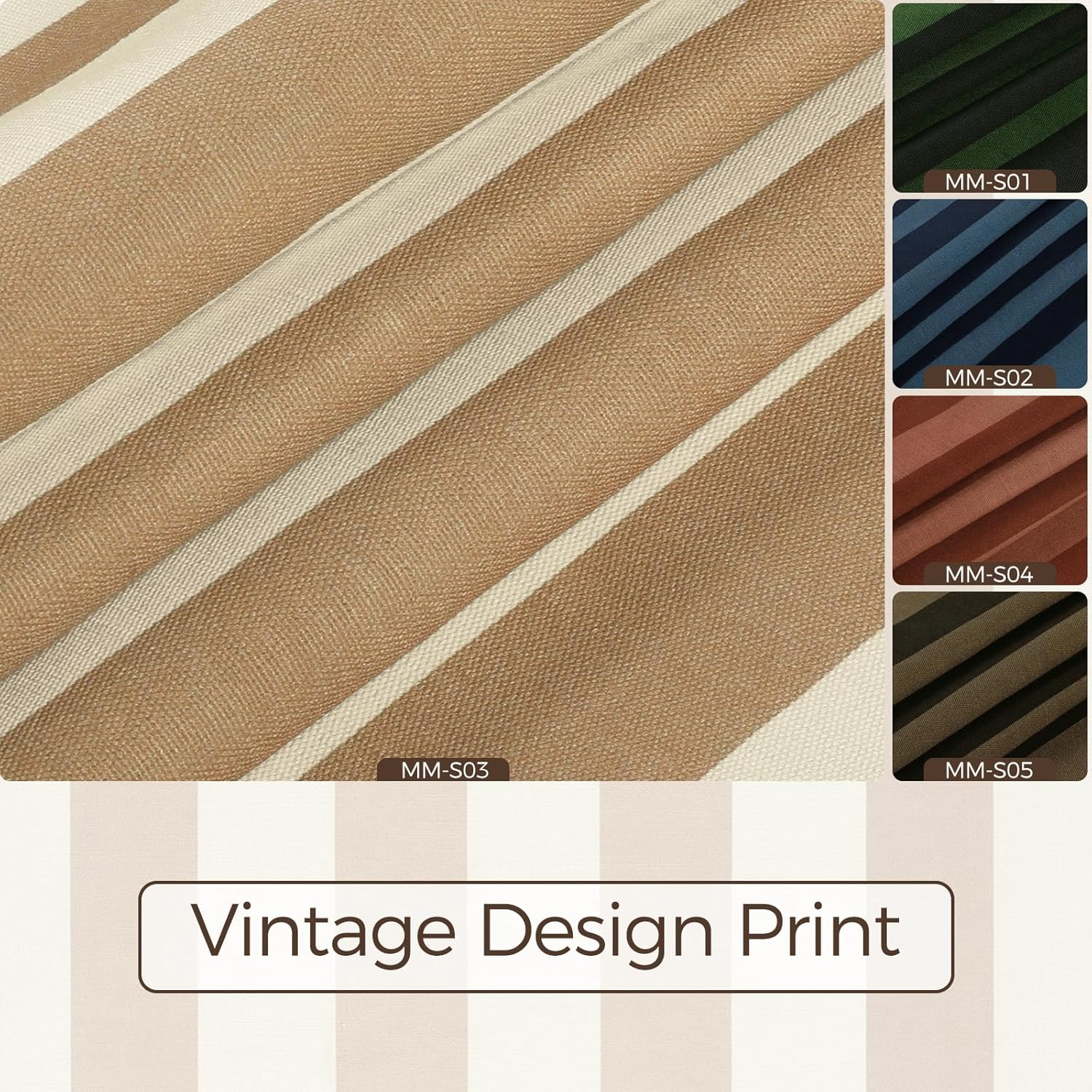 TWOPAGES x Ms.Maverick Muse Khaki Striped Linen Curtain 84 inches Long, Pinch Pleated Light Filtering Privacy Window Drapes for Living Room Bedroom (26Wx84L,1 Panel)