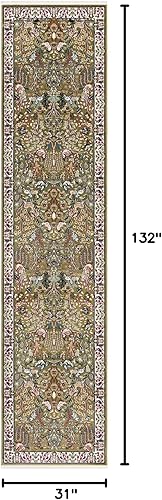 Miniatura 2 de Unique Loom Narenj Collection - Alfombra de área Bristol (2 pies 7 pulgadas x 11 pies, verdemarfil)