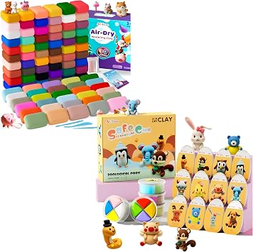 ARTPAR Air Drying Clay Animals Kits and Air Dry Clay 90 Colors Kids Craft Set Combo-DIY Model Magic Clay,School Stem Party Favors, Classroom Art and Crafts Exchange Projects for Boys & Girls