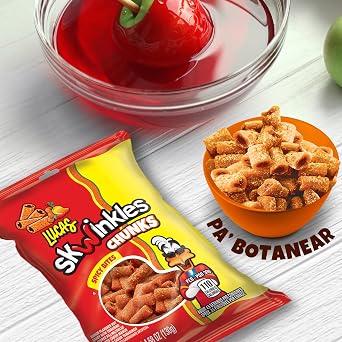 Lucas Skwinkles Sweet & Sour Candy Chunk Mango Flavored with Tamarind Filling, 1 Bag of 4.586oz, Perfect for Snacks, Parties Sweet & Sour Summer Treats