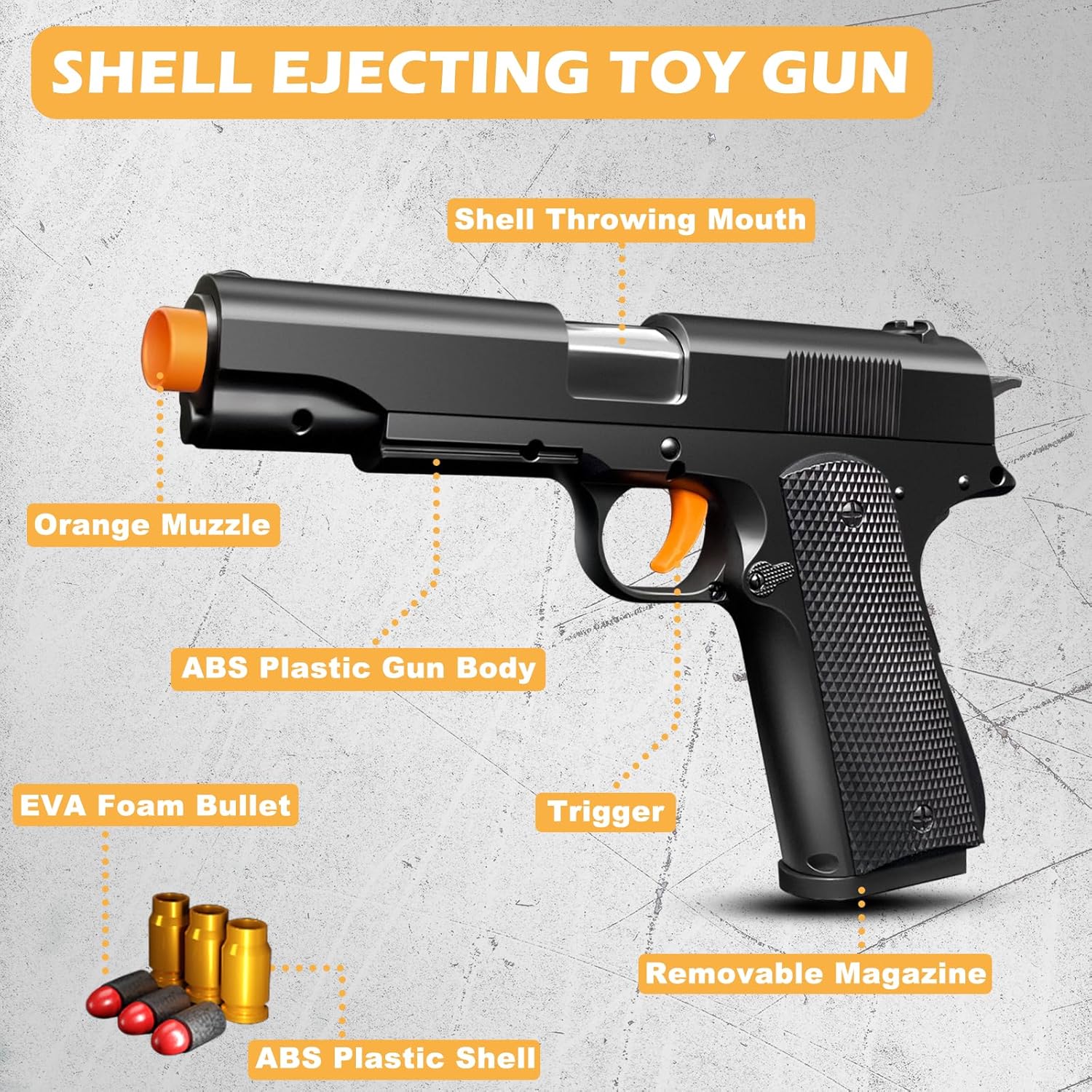 Toy Gun, Shell Ejecting Toy Gun with Soft Bullets, Educational Model Toy Pistol Shooting Game, Gifts for Kids Boys Girls - Image 3