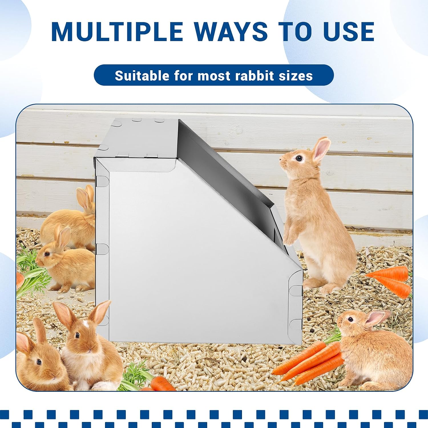 Rabbit Nesting Box,1 Pcs Galvanized Metal Bunny Small Animal Nest with Removable Floor,Hutch Hideout for Breeding,Durable Easy to Clean Rabbitry Supplies for Rabbits Guinea Pig Small Animals