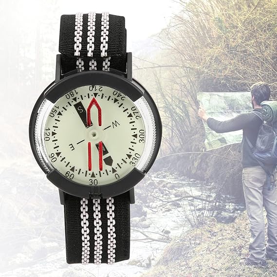 Glow Wrist Compass Watch, Water Proof Dive Compass Watch with Adjustable Strap for Underwater Navigation