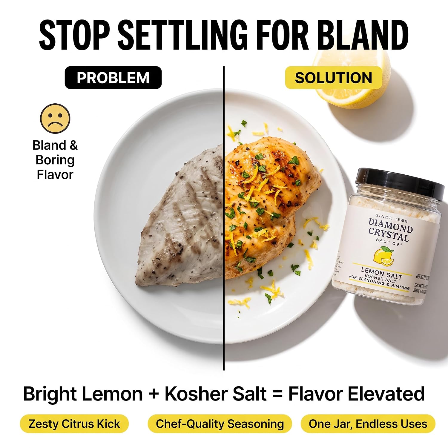 Diamond Crystal Salt Lemon 6.6 oz (Pack of 1) – Lemon Salt Seasoning – Flavorful Salt for Cooking and Drinks with Random Item – 2 Total Items image 2