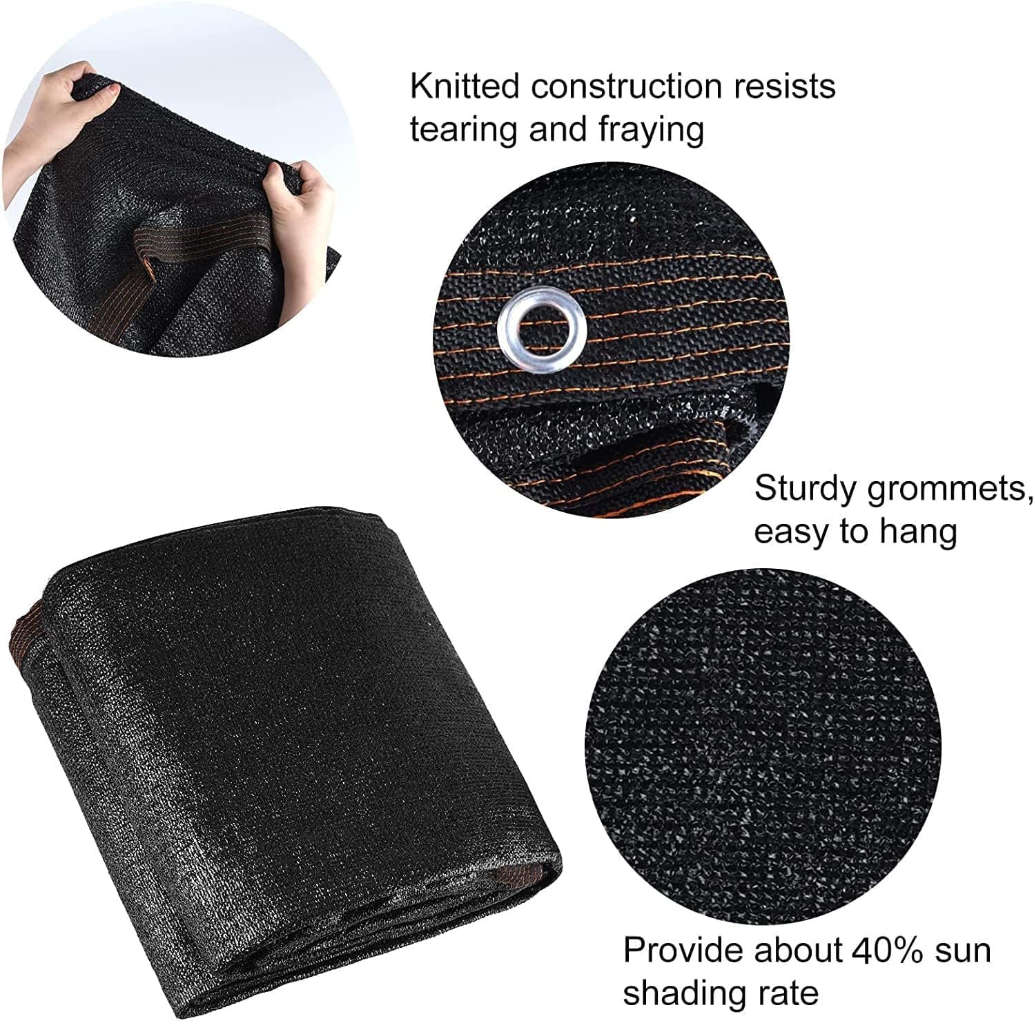 40% Shade Cloth Garden Shade Mesh Net with Grommets,10 x13 FT Black Sun Shade Cover for Patio Canopy Garden Pergola Greenhouse Car Barn Kennel