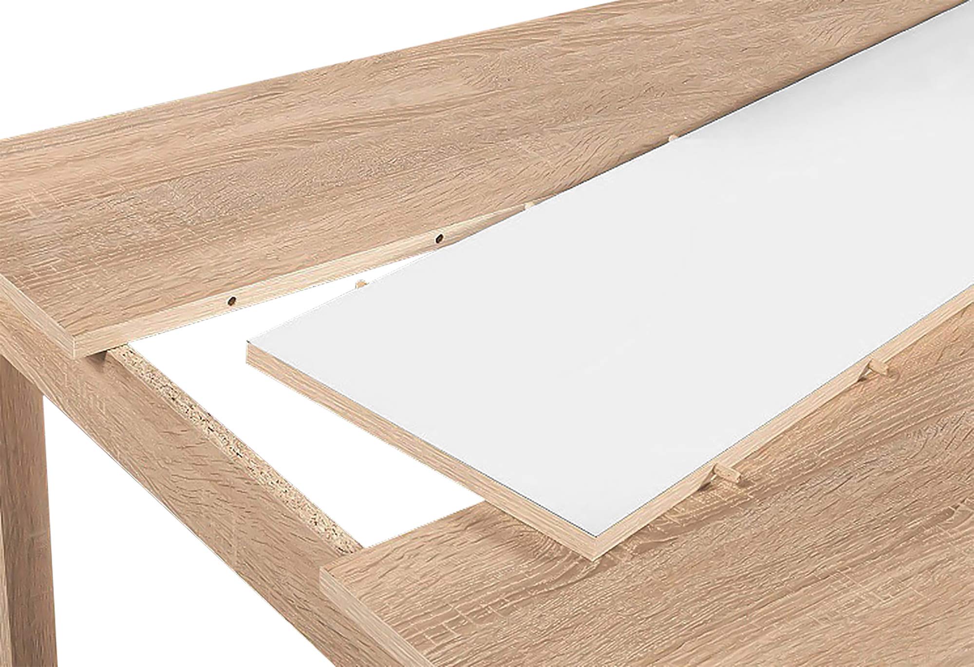 byLIVING Esstisch NORI, Küchentisch in Eiche-Optik, 120 x 80, H 75 cm | Einlegeplatte wendbar in schwarz oder weiß, großer Tisch