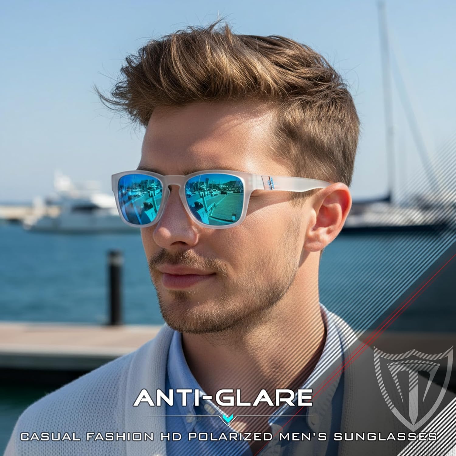 ATTCL Square Polarized Sunglasses Men Women - Lightweight TR90 Frame UV400 Sun Glasses for Driving Fishing Golf Casual Style