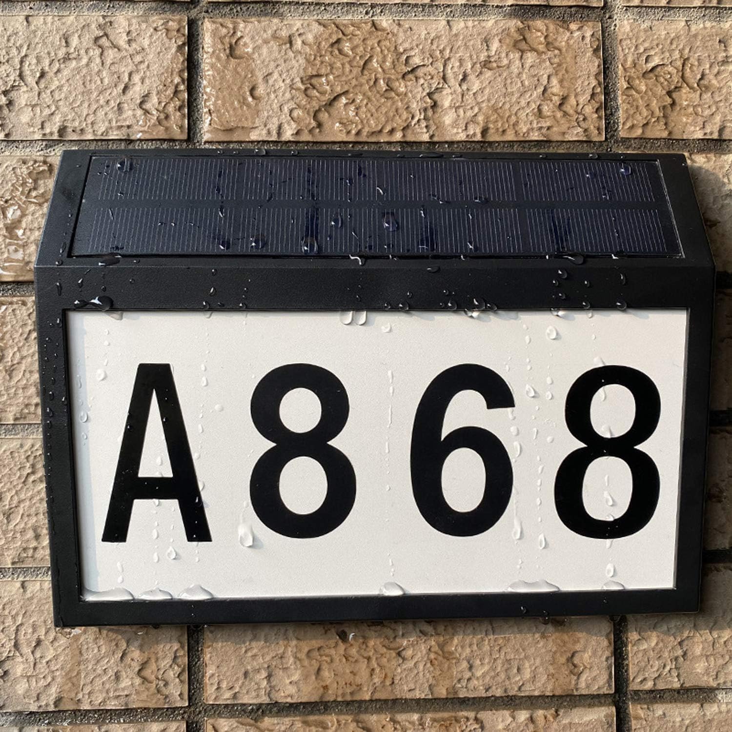 Black Solar House Numbers Light,Solar Wall Mount Address Numbers Sign,Street Signs Mailbox Numbers for Outside