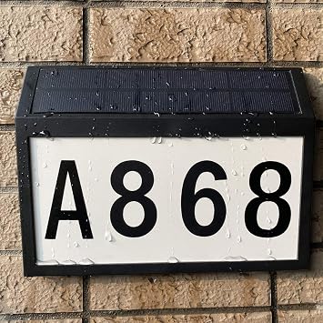 Black Solar House Numbers Light,Solar Wall Mount Address Numbers Sign,Street Signs Mailbox Numbers for Outside