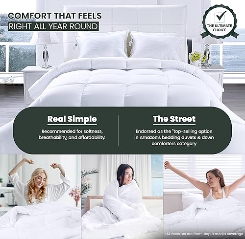 Vista 85 de Utopia Bedding Edredones tamaño King, relleno de edredón para todas las estaciones, edredón alternativo de plumón cosido en caja con pestañas