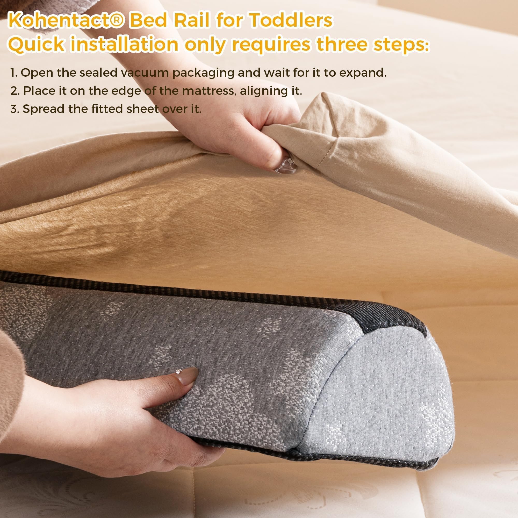 Barrera Seguridad Plegable Niños Cama - Espuma con Almohadilla Antideslizante - Funda Suave Extraíble, Lavable e Impermeable - para Niños Pequeños, Ancianos