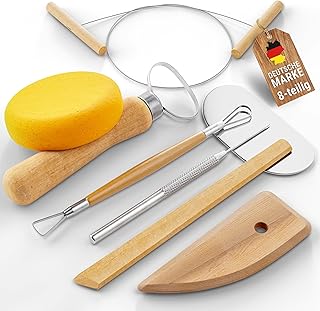 Werkzeug für lufttrocknenden Bastelton, Modelliermasse, natürlicher Ton weich und geschmeidig, sehr gut zum verarbeiten von Ton geeignet. Luftgehärtet individuell bemalbar. (Werkzeug Set)