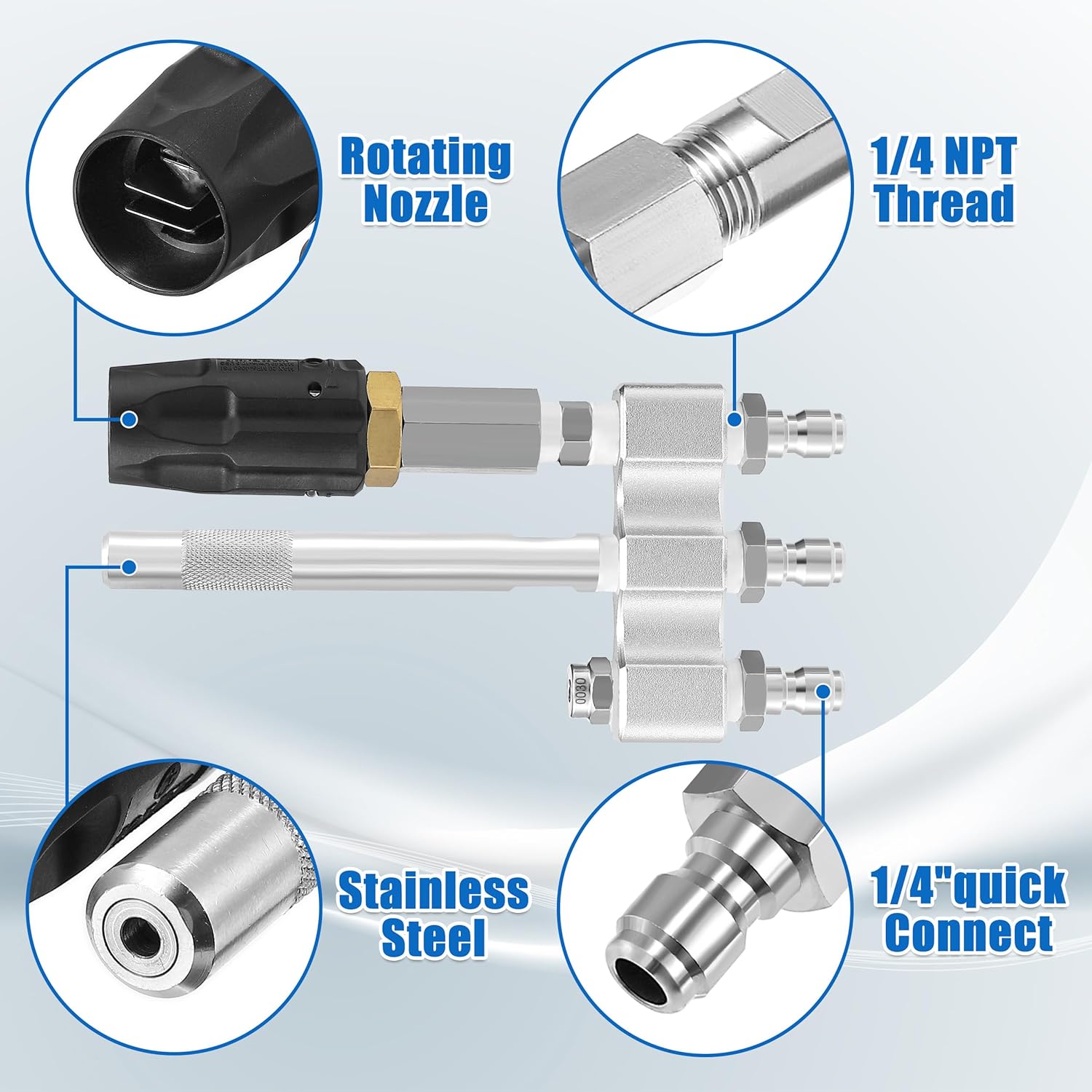 JOEJET M5 Twist Nozzle, Shooter Tip for Pressure Washer, 1/4'' Quick Connet, 3-7GPM