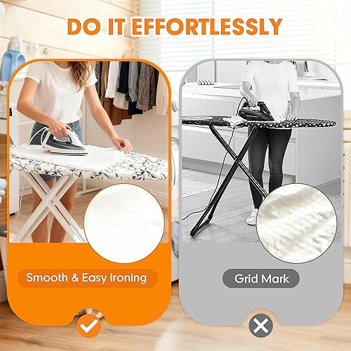 Vista 4 de Funda y almohadilla para tabla de planchar, acolchado extra ancho y grueso de 18x49 pulgadas para plancha, funda para tabla de planchar resistente a