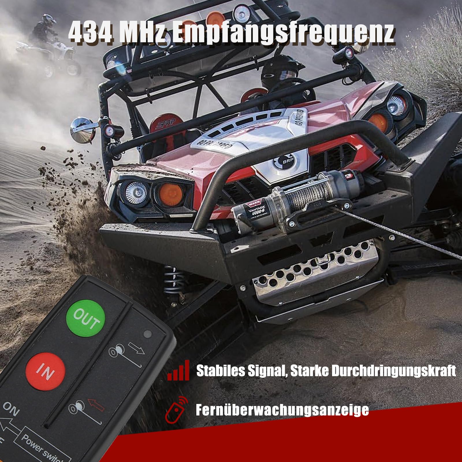 Kit di controllo remoto per verricello senza fili, portata di 2,3 Km, universale, ad alta sensibilità, adatto per auto, camion ATV, 12 V 24 V