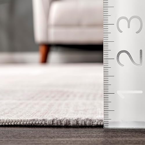 Miniatura 7 de nuLOOM FAE - Alfombra lavable a máquina, con formas geométricas, 2 pies 6 pulgadas x 8 pies, color beige