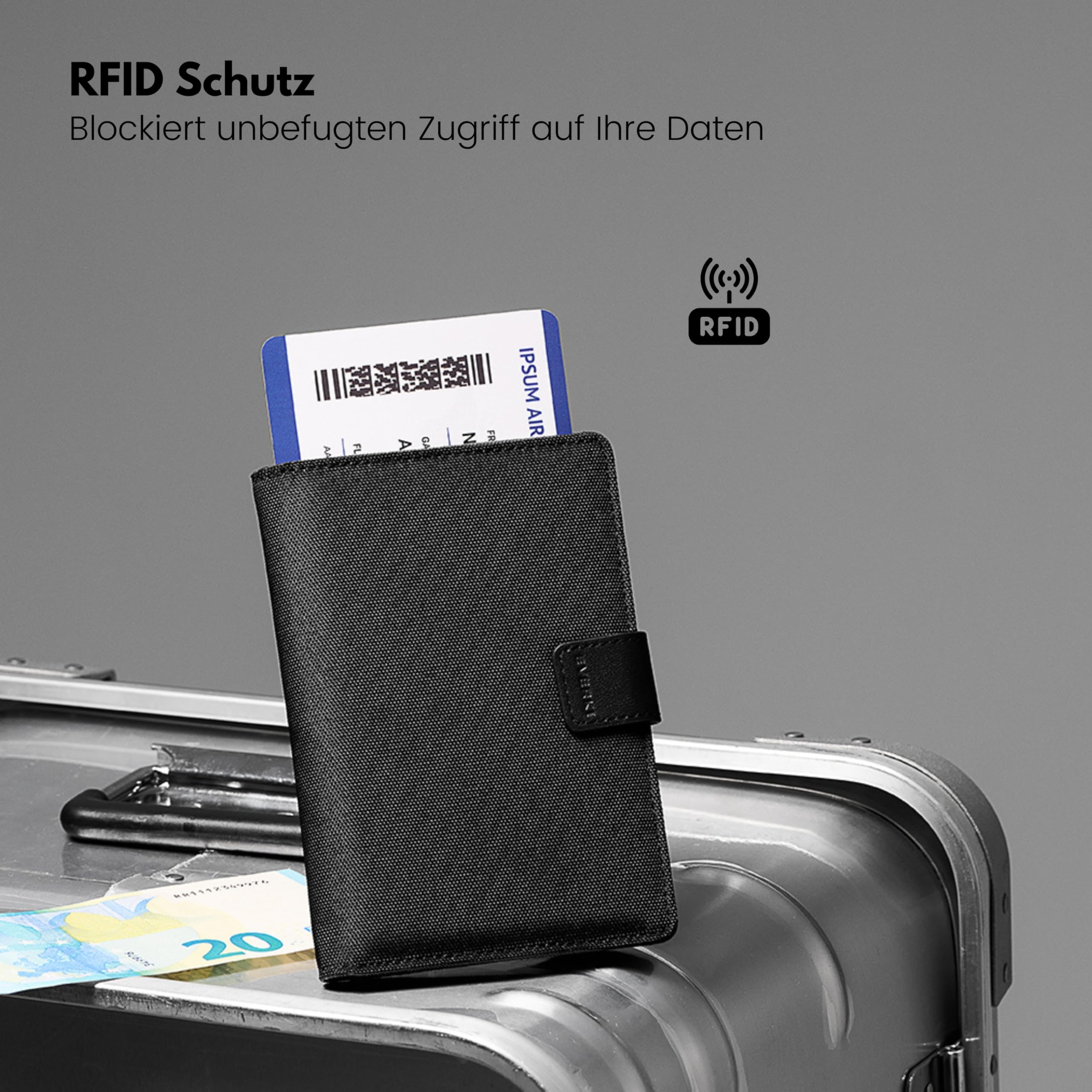 Everki RFID Reisepasshülle – Reisepasshalter mit Kartenfächern und Magnetverschluss, Reisepass-Organizer für Männer und Frauen, Reisezubehör und Geschenk für Reisende, Schwarz