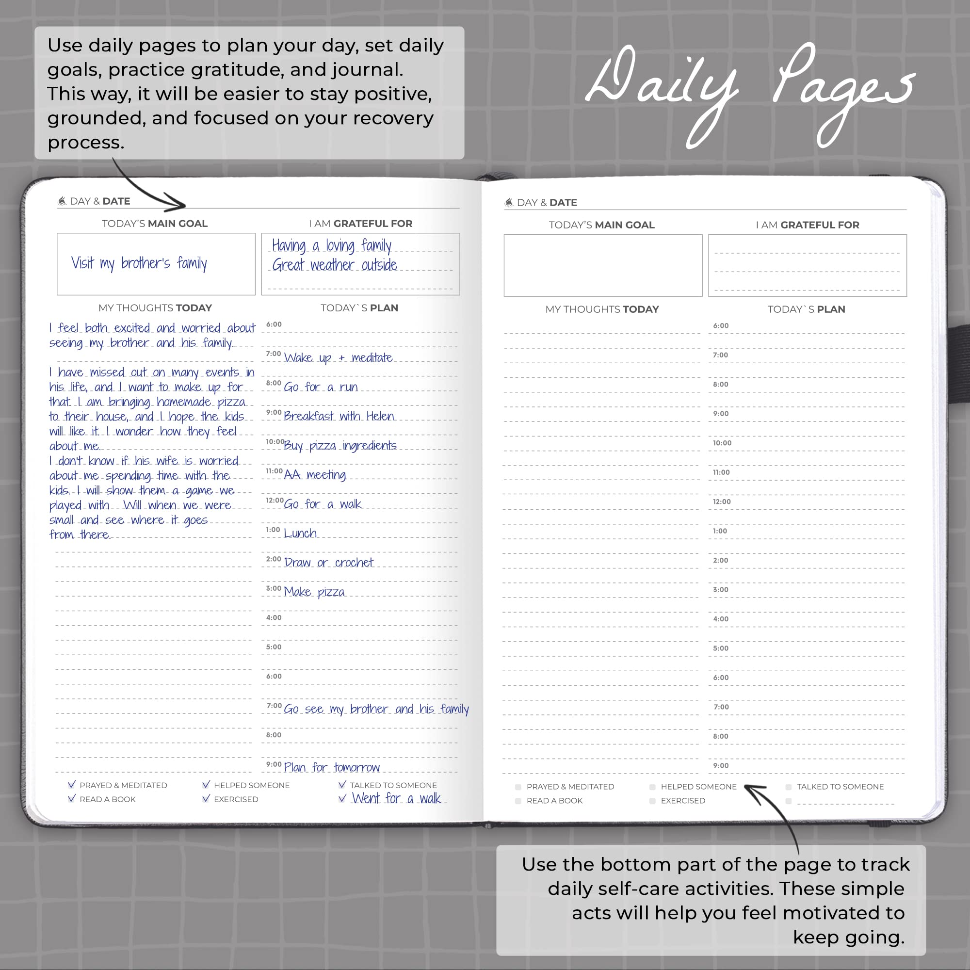 Clever Fox Addiction Recovery Journal – Addiction Treatment Planner & Workbook – Daily Sobriety Journal for Recovery Progress, A5 (Black)