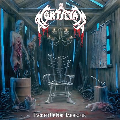 HACKED UP FOR BARBECUE (2LP/WHITE WITH SPLATTER VINYL) por Mortician — capa do álbum