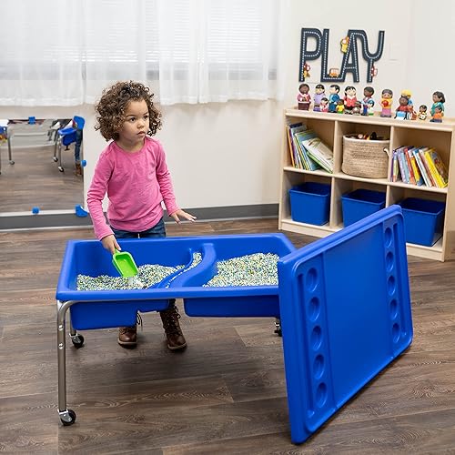 Miniatura 9 de Childrens Factory 1138-18 juego de mesa y tapa sensorial mesa de actividades de aprendizaje de arena y agua para aula o sala de juegos doble lavabo