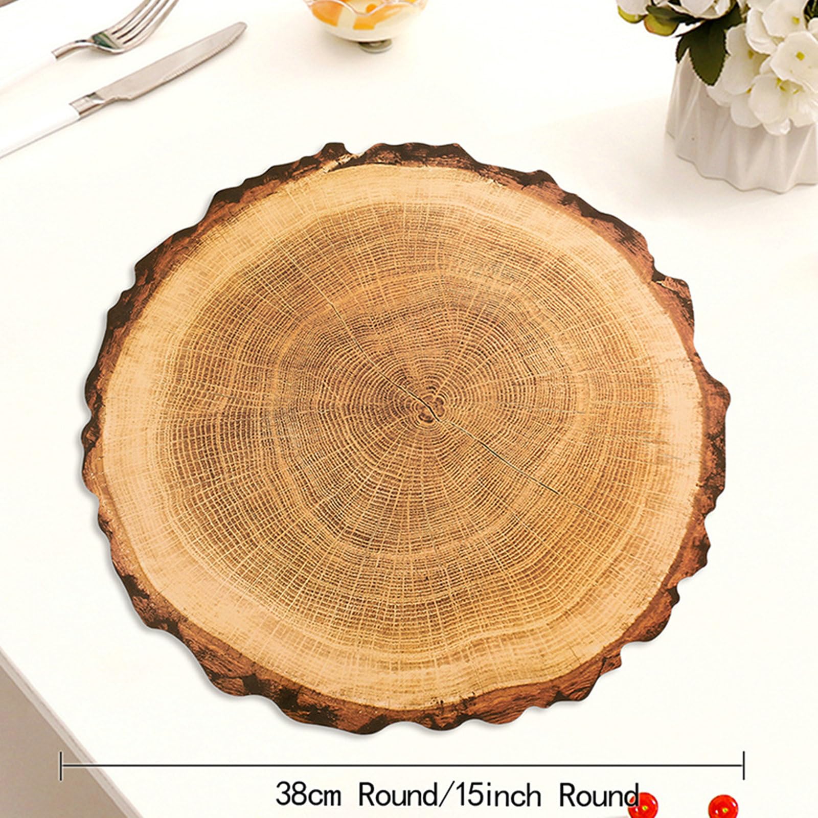 Tischset 10 Stück, Platzdeckchen 38CM rutschfest Holzmaserung Platzset für Glastisch
