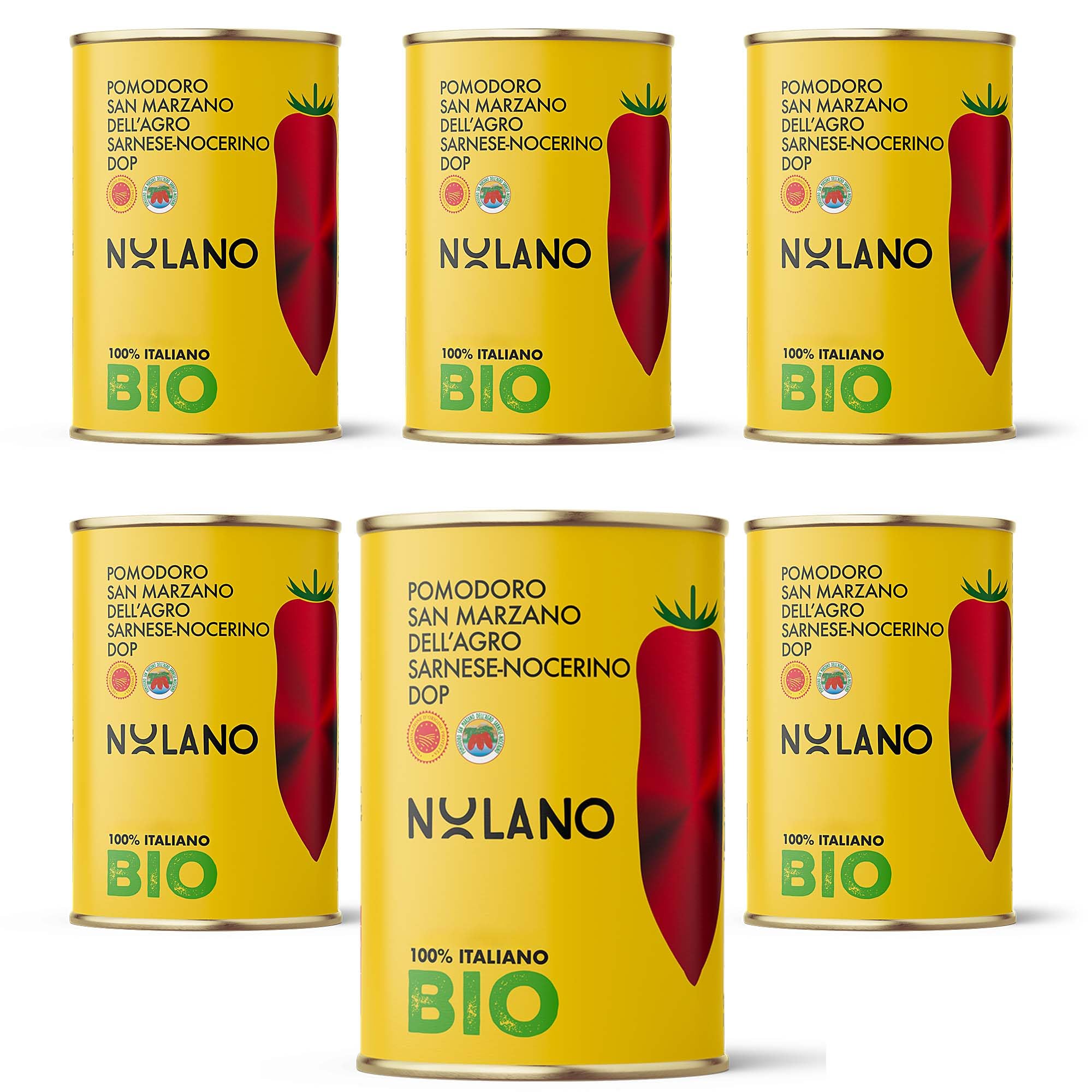 DELICRET - Nolano BIO San Marzano Tomaten DOP – 6x 400g | erste BIO zertifizierte San Marzano weltweit | perfekt für Pizza & Pasta | ganze geschälte Tomaten vom Vesuv (6x 400g)