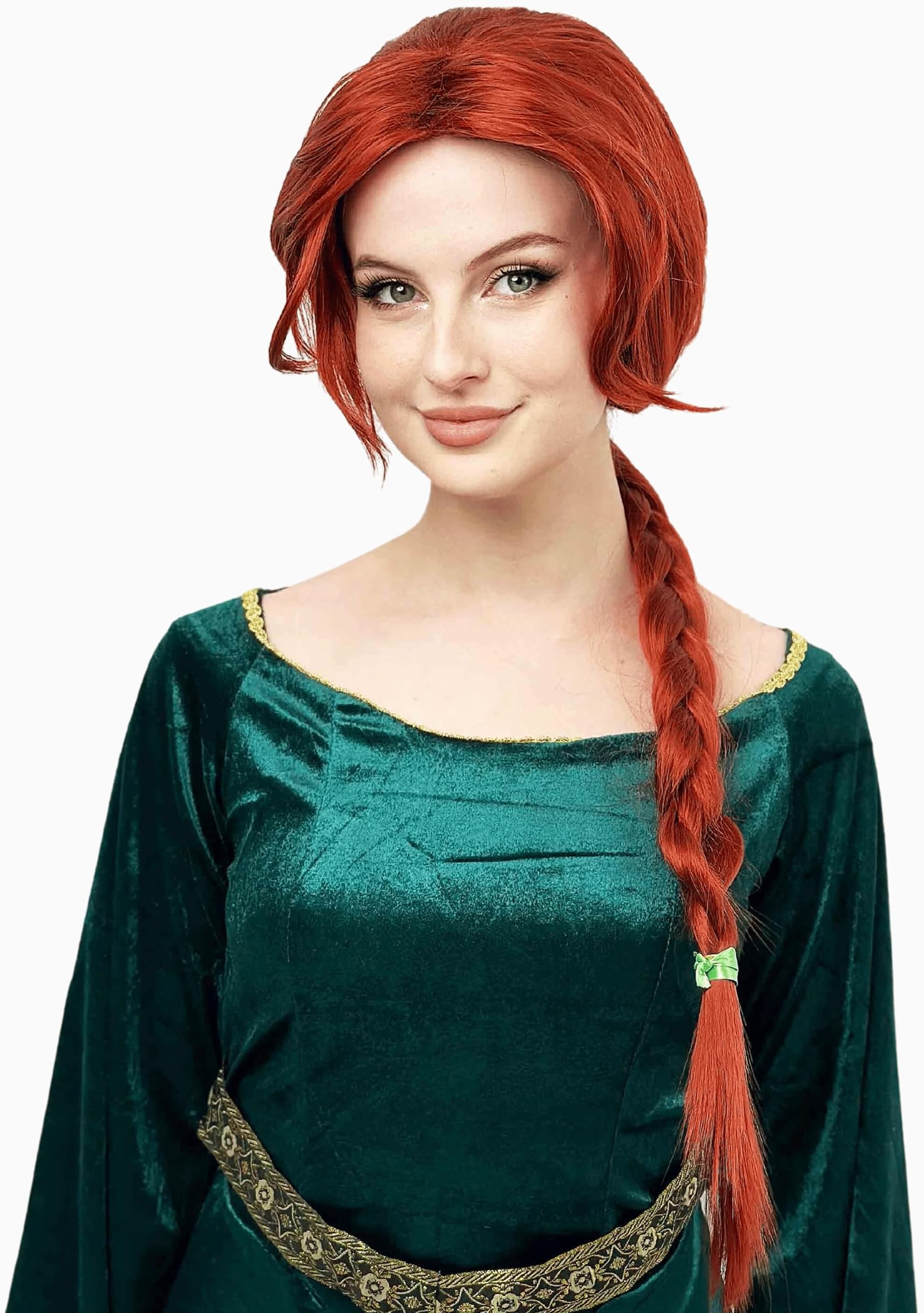 ALLAURA Compatible with Fiona Wig – Ultra-Long Fiery Red Braid for Women – Princess Cosplay, Ogre Costume, Halloween Parties, Fairy Tale Dress-Up, Fantasy Roleplay, Movie-Inspired Look