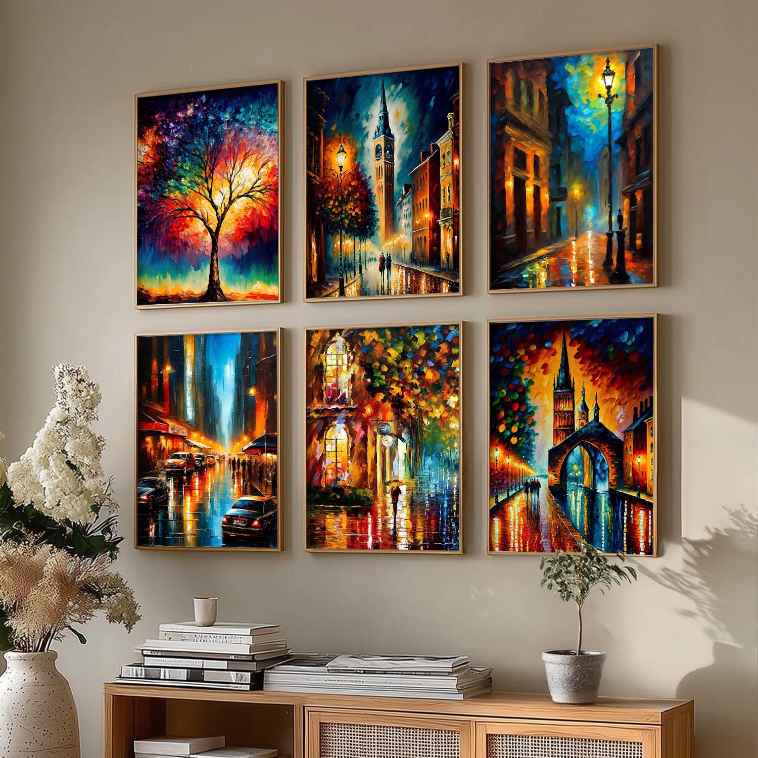 kotart Premium Digital Paintings with Frame for Home Decoration - Painting for Living Room Bedroom Office Room Decor - Painting for Wall Decoration - Pack of 6 (Combo05)