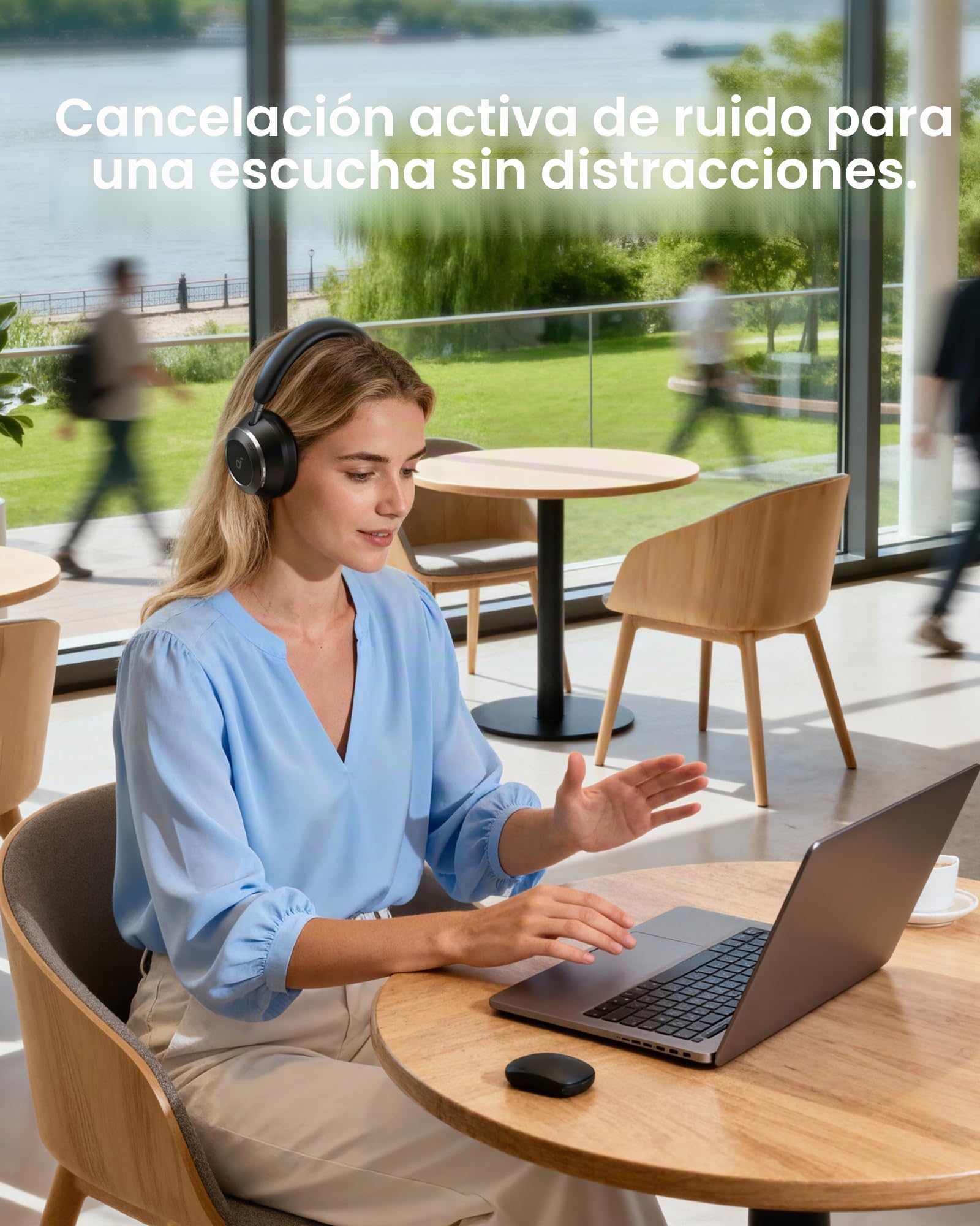 Soundcore Space One Pro de Anker, Auriculares con Cancelación de Ruido Activa Adaptativa con 6 Micrófonos, Diseño Muy Plegable, Audio sin Pérdidas 60H, Carga Ultrarrápida, Inalámbrico Hi-Res con LDAC