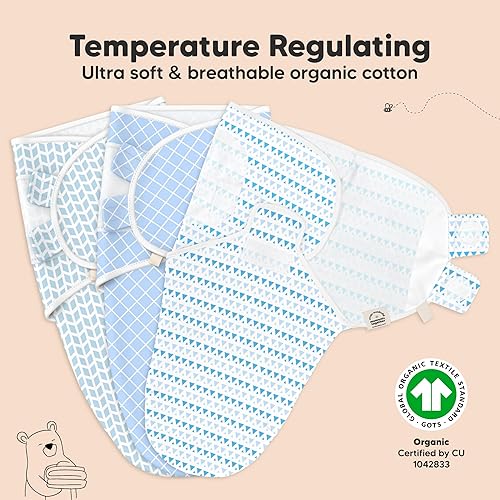 Vista 296 de Paquete de 3 mantas orgánicas para dormir para bebé, para recién nacido, envolturas ergonómicas para bebés de 0 a 3 meses, sacos para dormir, Abc