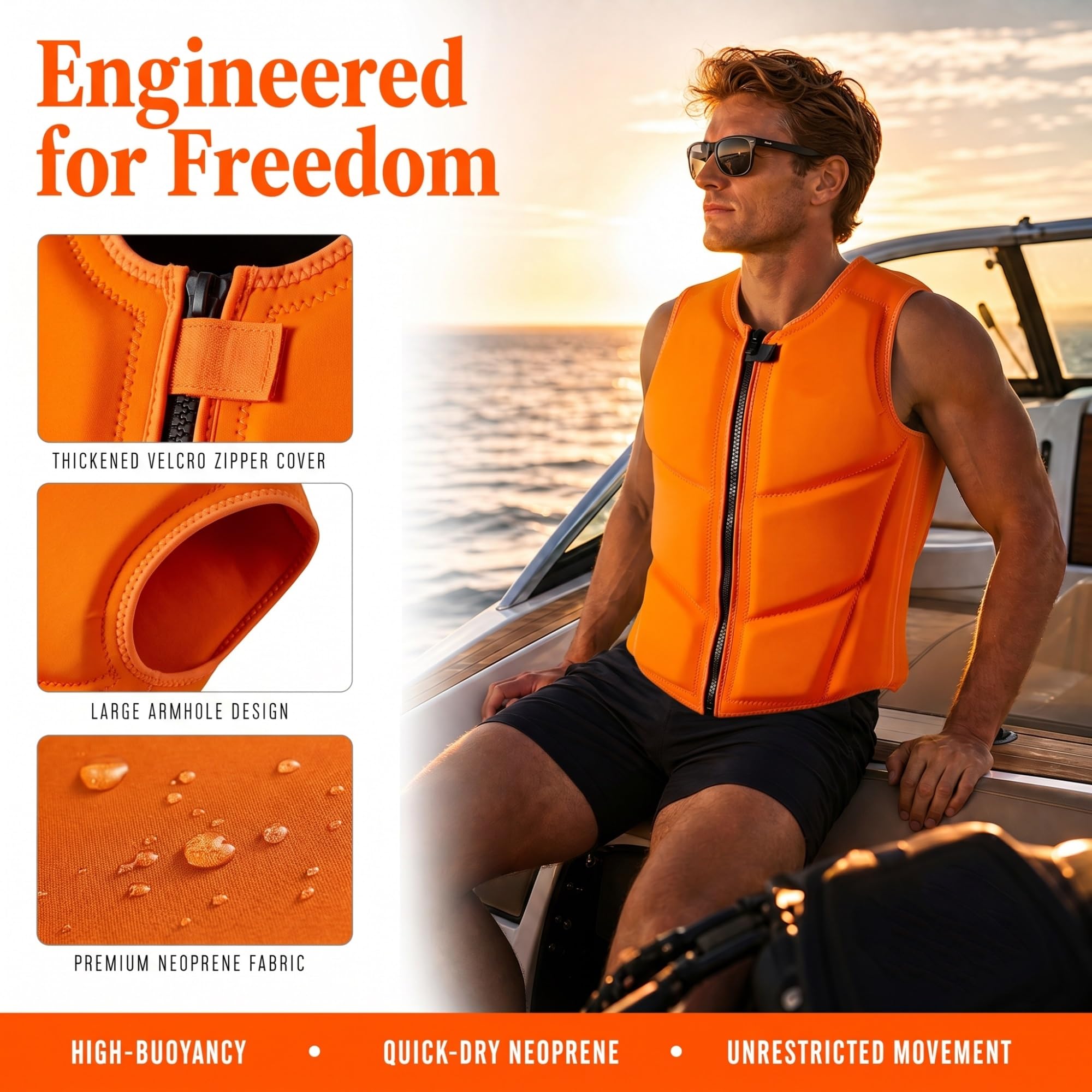 Chaleco de Natación para Adultos y Niños, Chaqueta de Flotación de Neopreno de Alta Flotabilidad, Equipo de Snórkel con Cremallera Frontal para Kayak, Paddle Surf y Surf
