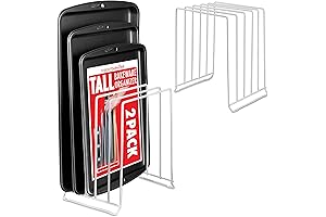 Baking Sheet Rack Organizer (2-Pack White Extra Tall)