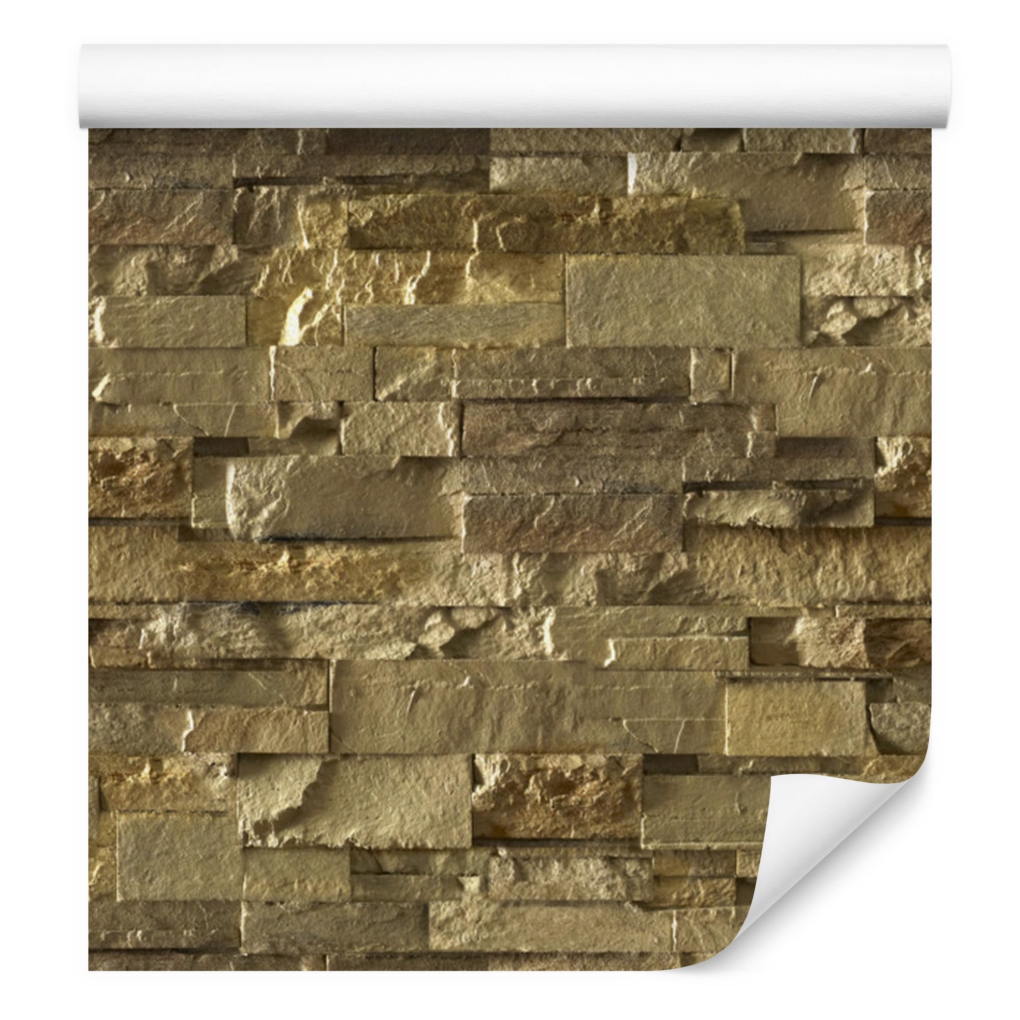 Decoración de Pared, Ladrillos de piedra con efecto 3D, 50 x 1000 cm