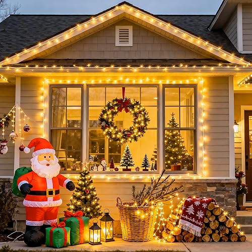 Vista 95 de JMEXSUSS Decoraciones del 4 de julio, luces rojas, blancas y azules, tira de 100 luces LED de 33 pies para interiores, 8 modos patrióticos del 4