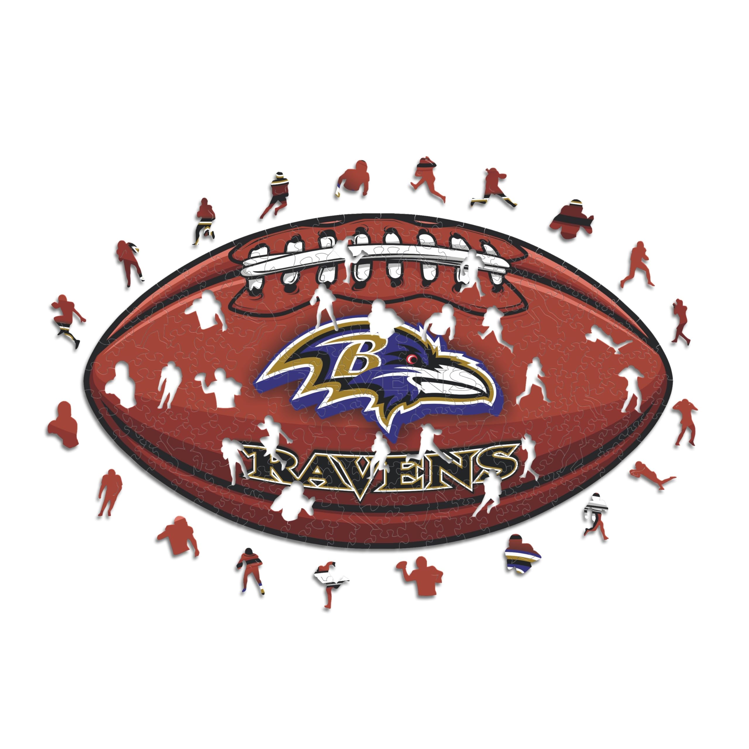 Iconic Puzzles, Baltimore Ravens Crest, 100% eco-sustainable wooden puzzle with official license NFL, size L, 500 pieces