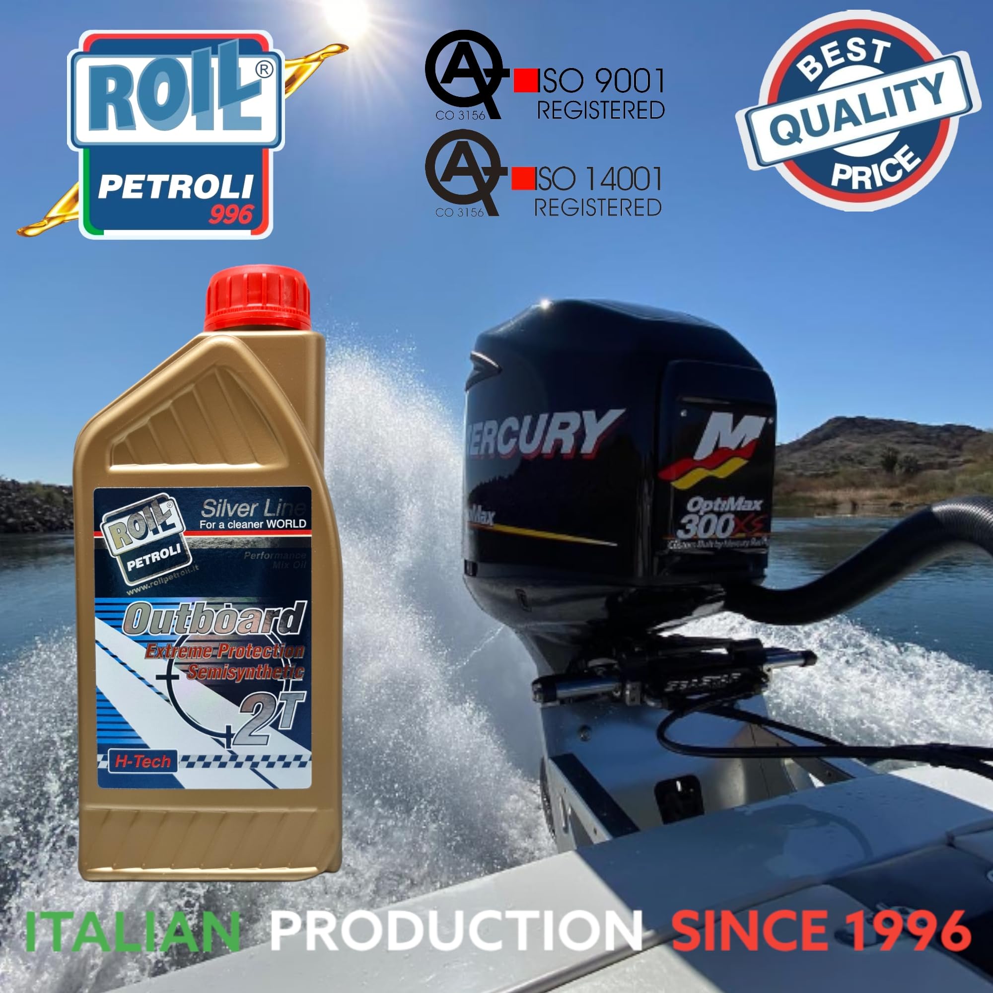 2 Litri di Roil Outboard 2T Blu TC-W3 - Olio con Tecnologia Sintetica - Formulato per Motori FUORIBORDO 2 Tempi con e Senza Miscelatore Automatico