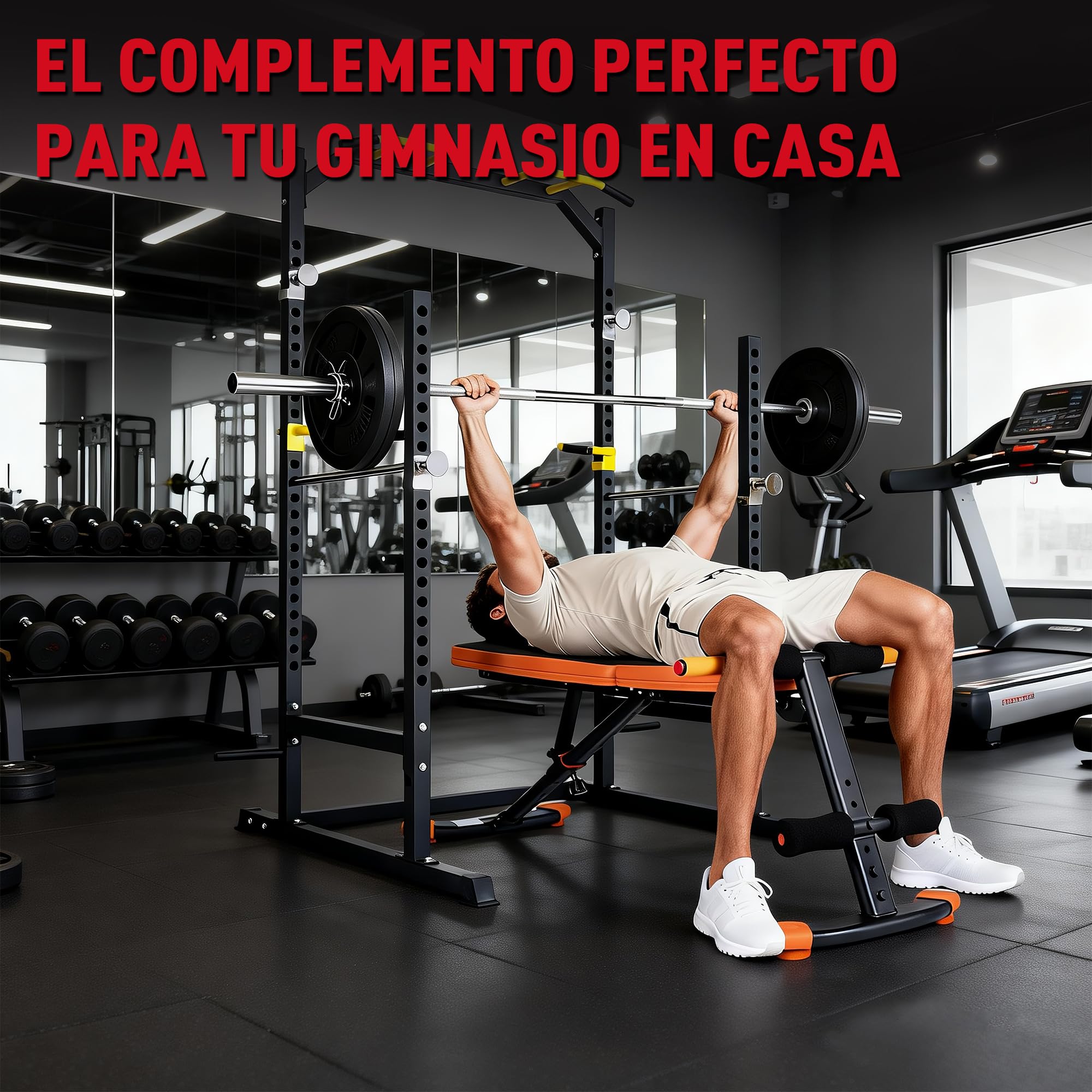 Ultrasport Banco de Pesas Plegable para Casa – Banco Multifuncional para Entrenamiento de Fuerza en el Hogar – Ajustable en 6 Posiciones (−24° a 79°) – Equipo de Fitness de Cuerpo Completo