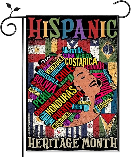 Nepnuser Bandera de jardín del Mes Nacional de la Herencia Hispana para mujeres, decoración de cultura de países latinos, letrero de doble cara para