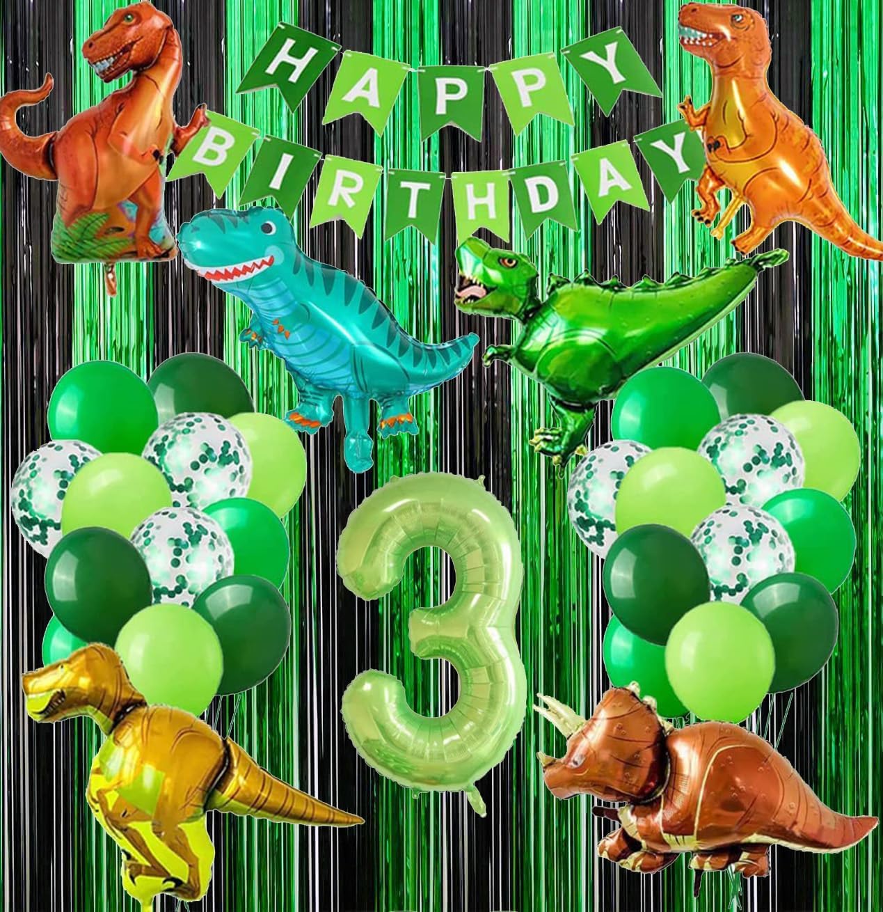 2 Pack 3.3ft×8.2ft Black Green Metal Tinsel Foil Fringe Curtains Backdrop Door Window Streamers Birthday St Patrick's Day Halloween Bachelorette Graduation Hawaiian Jungle New Year Party Decoration - Image 5