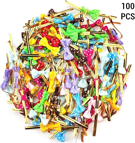 Miniatura 2 de 100 unidades de 10 colores con lazo de cinta de 3.1 pulgadas, mini lazo de cinta de embalaje para bolsas de violonchelo, bolsas de tratamiento,