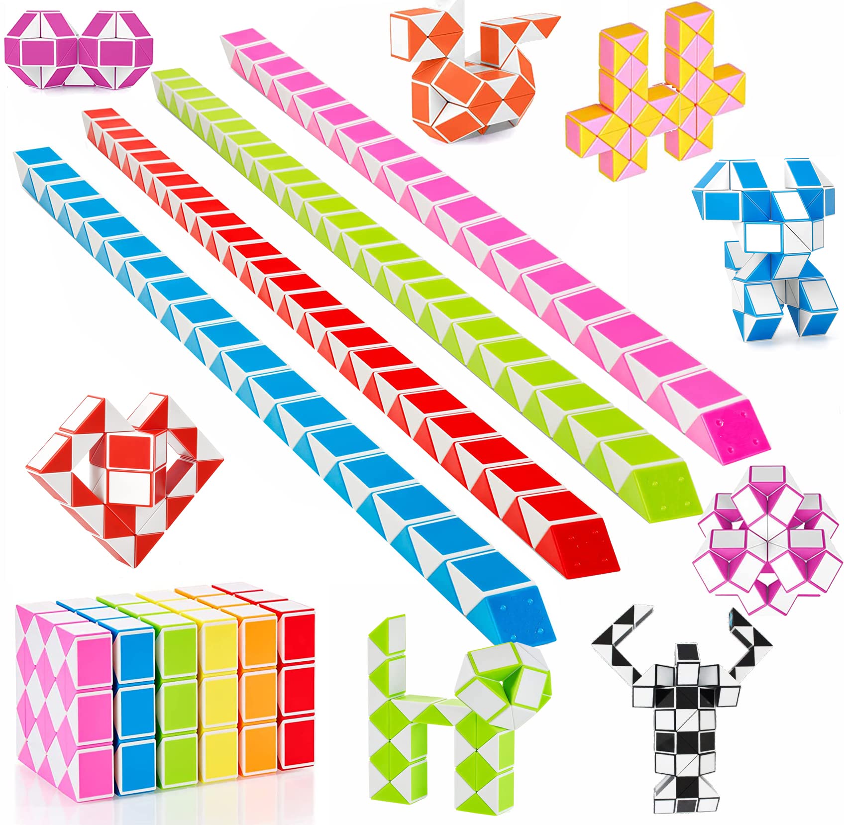 Mitgebsel Kindergeburtstag 12er 48 Blöcke magische Schlangen Kinder Spielzeug Magic Snake Set Give Aways Kindergeburtstag Gastgeschenke Kindertagsgeschenke Spielzeug für Kinder Junge und Mädchen
