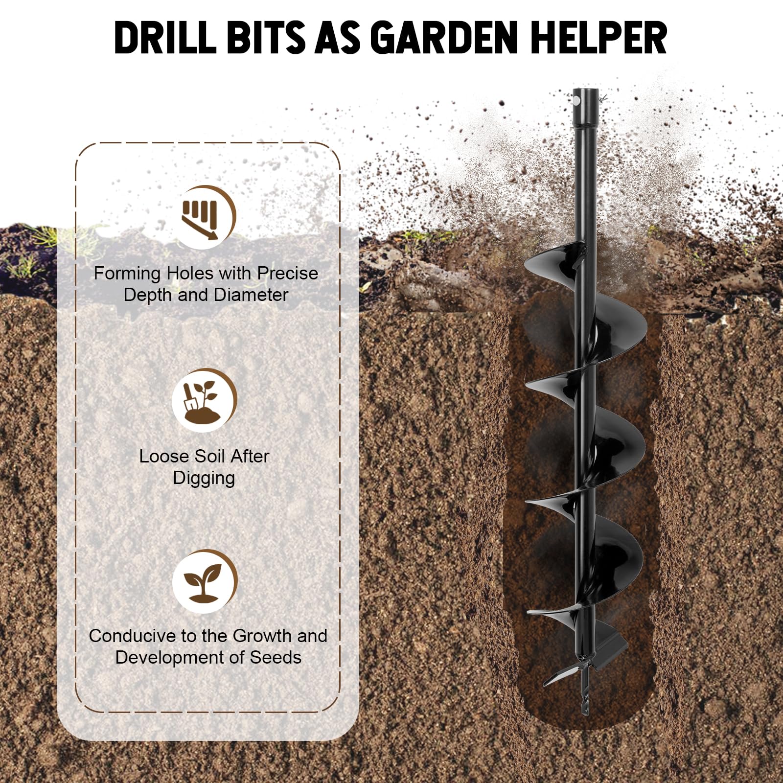 RABEEXP Drill Bit Hole Digger for Post Hole Diggers, 3/8