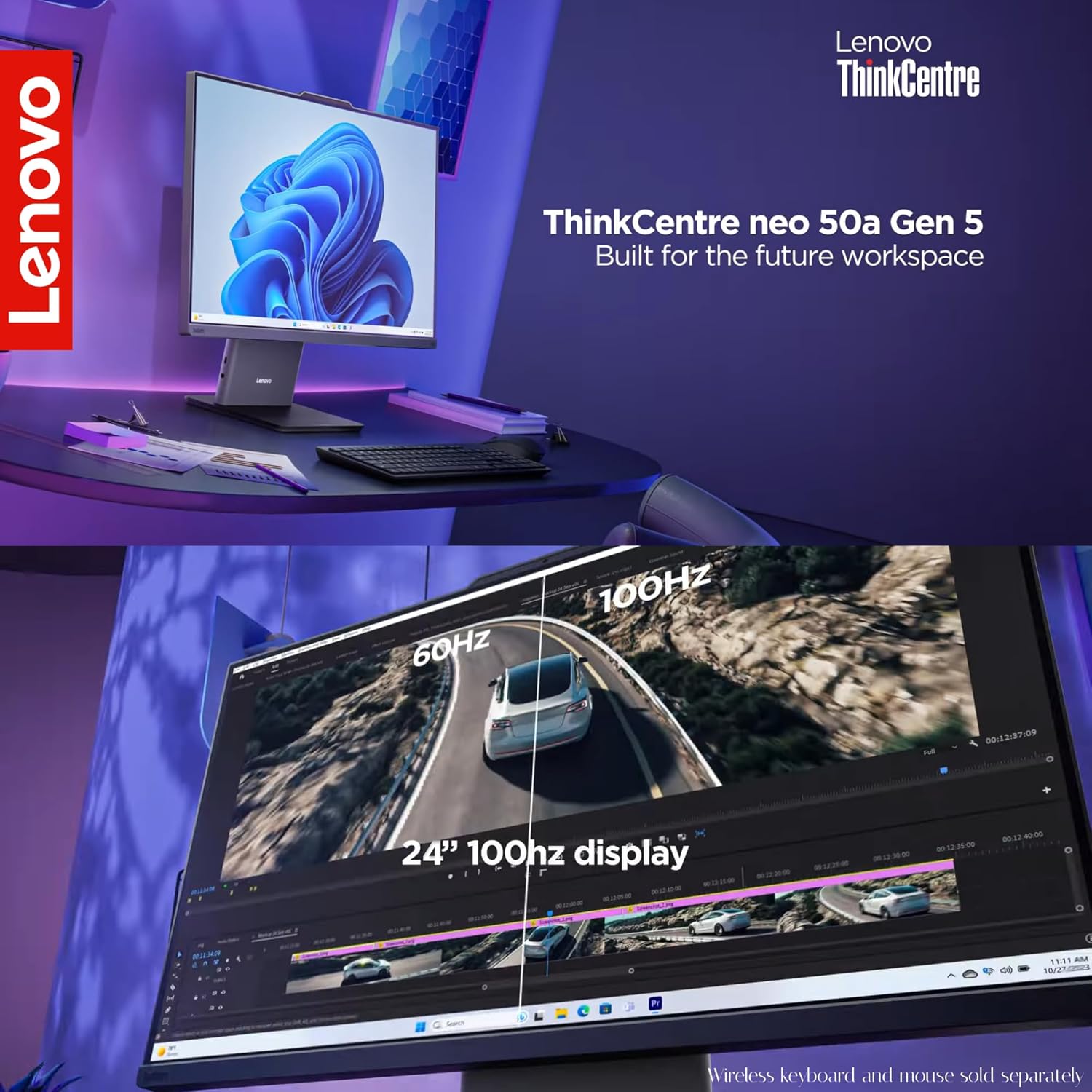 Lenovo ThinkCentre Neo50a Gen 5 All-in-One Business Desktop PC | 24” FHD IPS Display | Intel Core i5-13420H | 16GB DDR5 RAM | 512GB SSD | 5MP AI Webcam | HDMI in&Out | Copilot AI | Windows 11 Pro