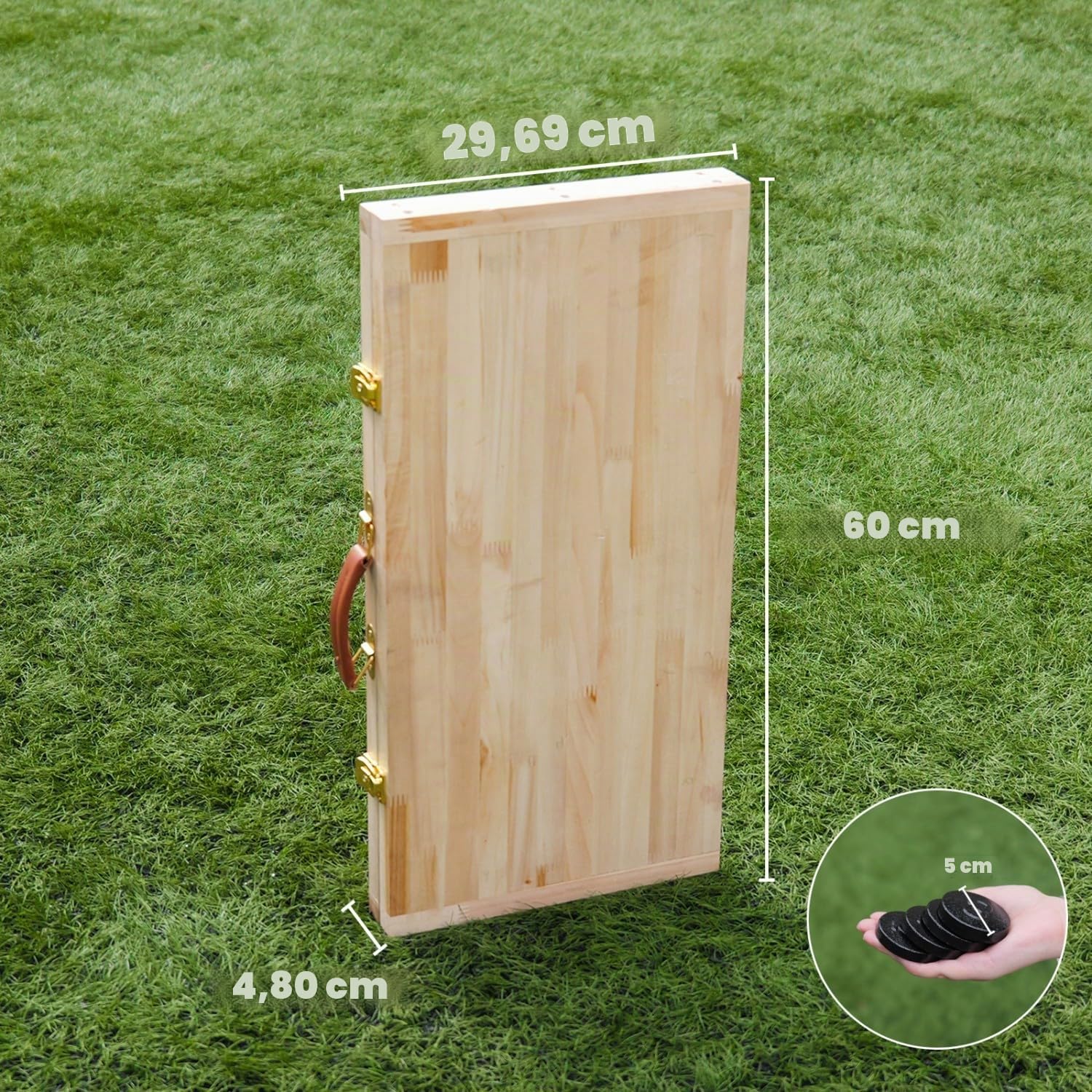 Lawn Outdoor Family Game Wooden Breton Palet Board Game Solid Wood Gaming Board Cornhole Board with 12 Metal Discs Palet Breton Game Set Backyard Games
