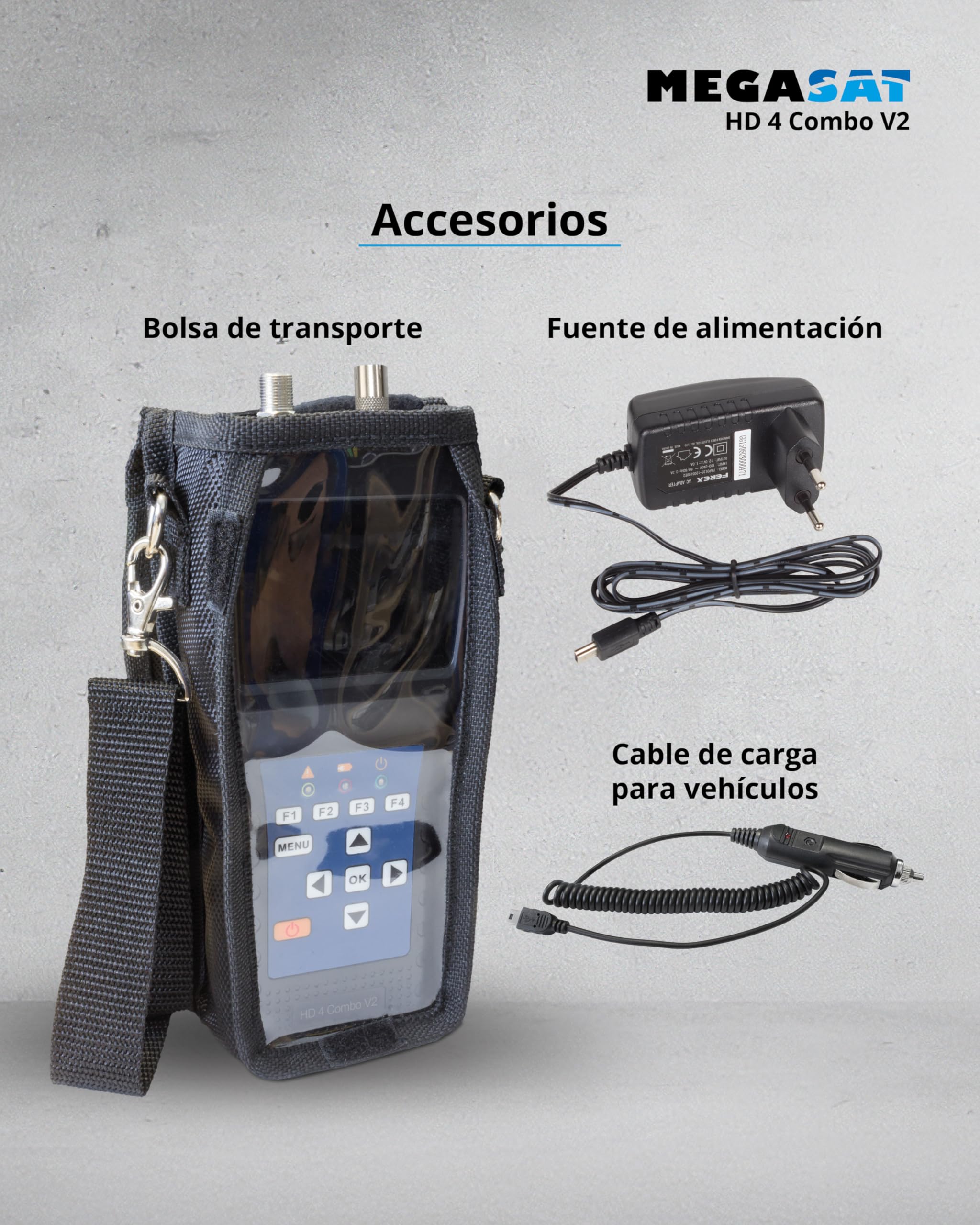 Megasat HD 4 Combo V2 – Medidor para satélite, Cable y TDT | DVB-S/S2, TDT, DVB-C, pantalla a color de 6,9 cm, Unicable, análisis de espectro, batería